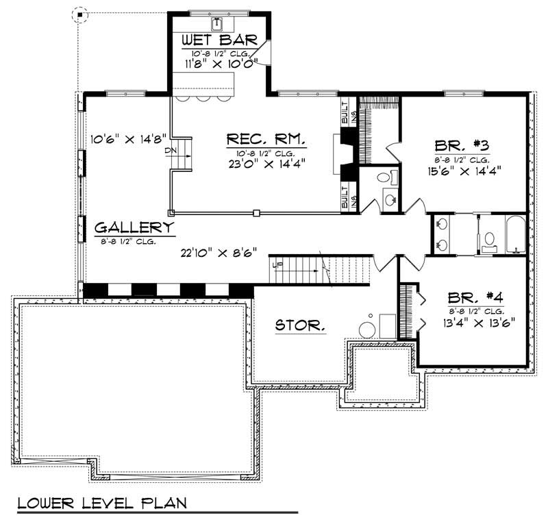 Floor Plan Basement of Country Plan #101-1712