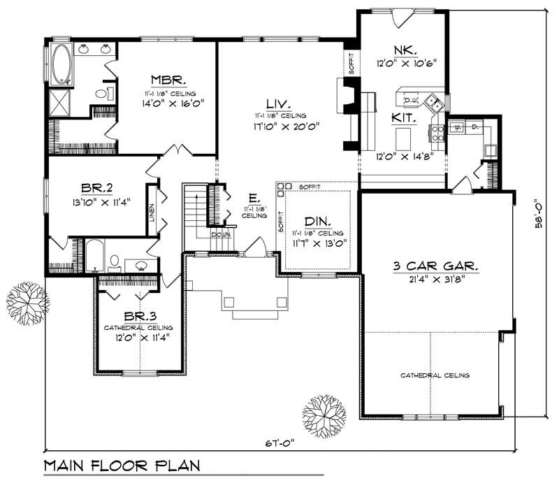 Floor Plan First Story of Ranch Plan #101-1713