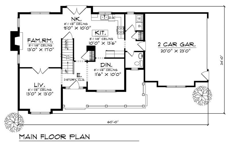 Floor Plan First Story of Country Plan #101-1714