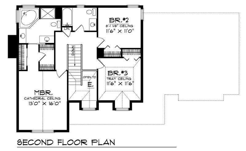 Floor Plan Second Story of Country Plan #101-1714