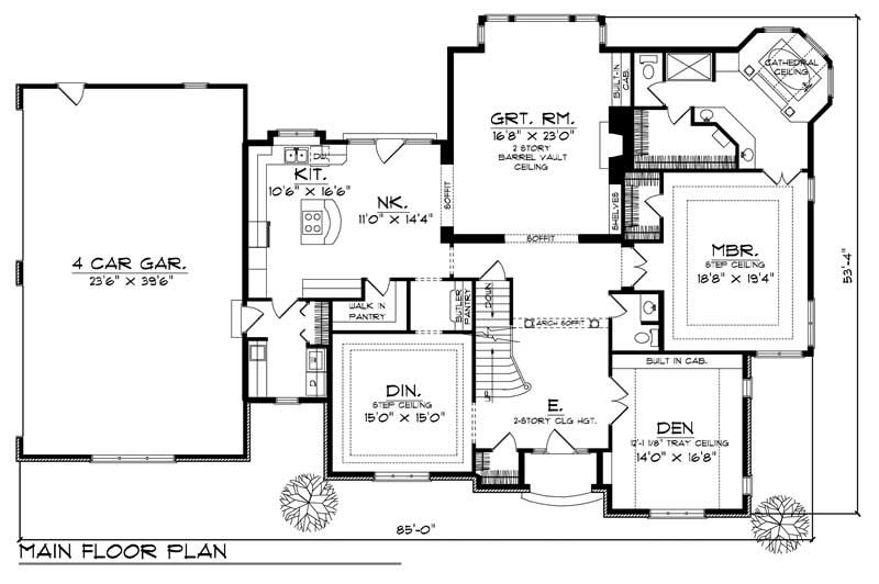 Floor Plan First Story of European Plan #101-1716