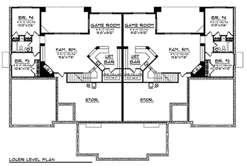 Floor Plan Basement of Multi-Unit Plan #101-1724