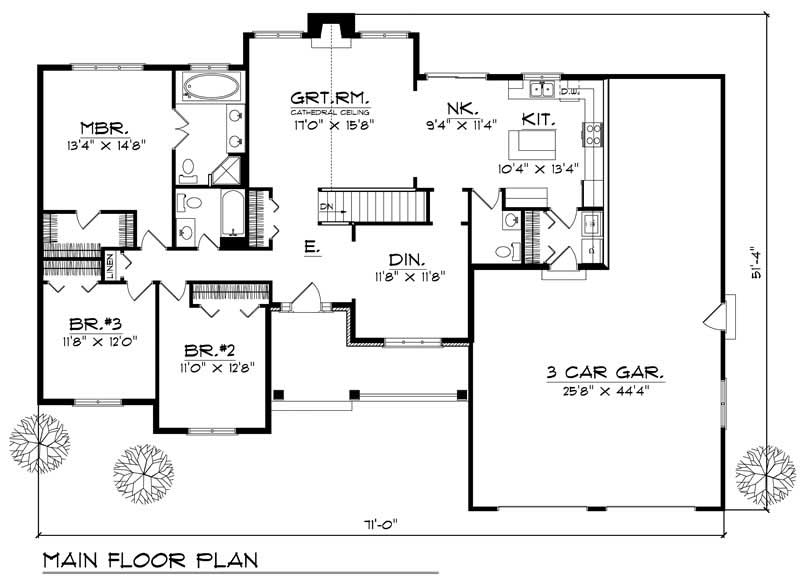 Floor Plan First Story of Country Plan #101-1727