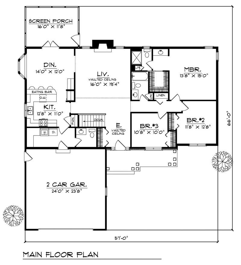 Floor Plan First Story of Country Plan #101-1731