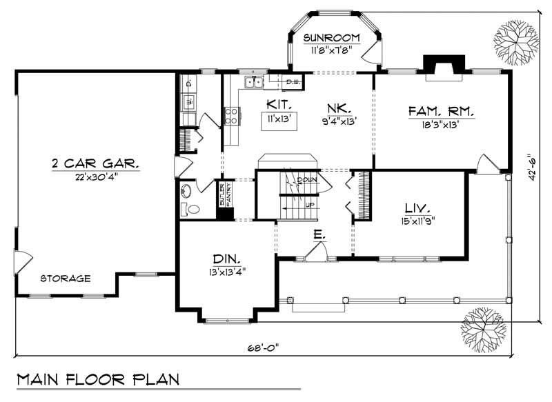 Floor Plan First Story of Country Plan #101-1732