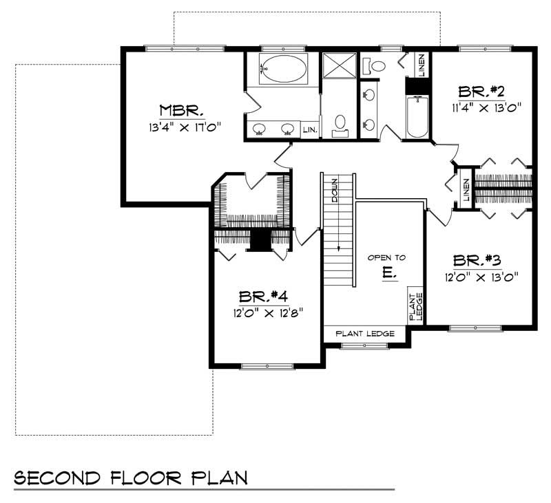 Floor Plan Second Story of Country Plan #101-1733