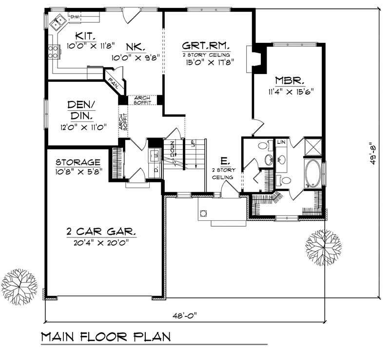 Floor Plan First Story of Craftsman Plan #101-1737