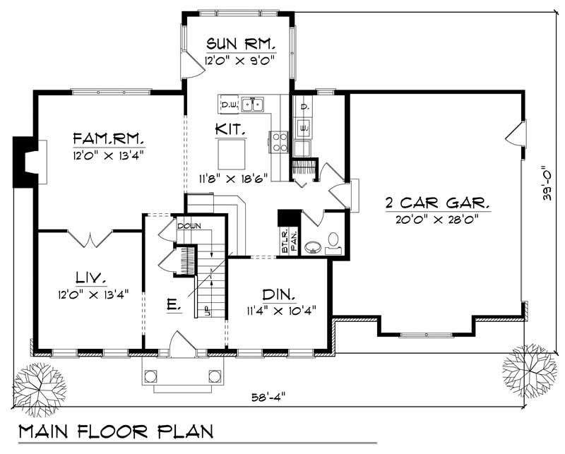 Floor Plan First Story of Cape Cod Plan #101-1738