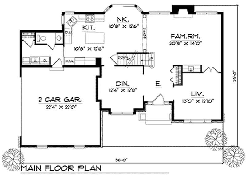 Floor Plan First Story of Colonial Plan #101-1740