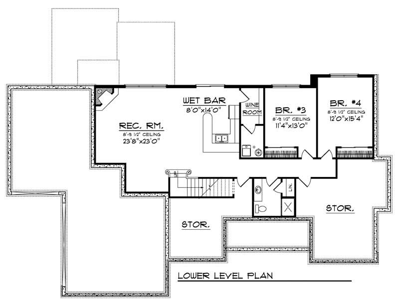 Floor Plan Basement of Colonial Plan #101-1741
