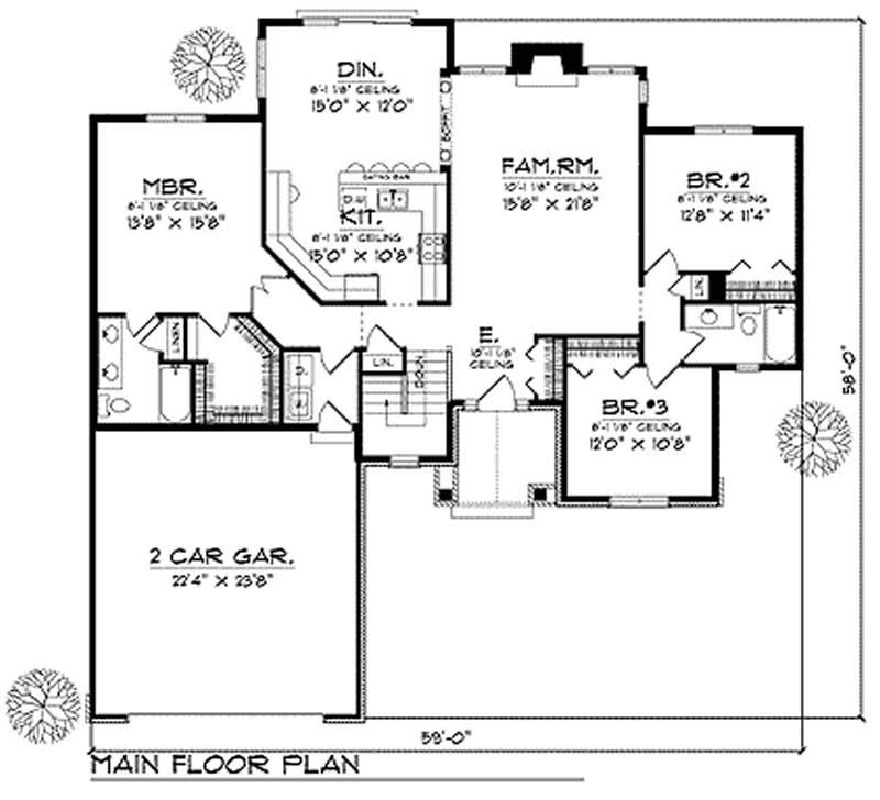 Floor Plan First Story of Contemporary Plan #101-1743