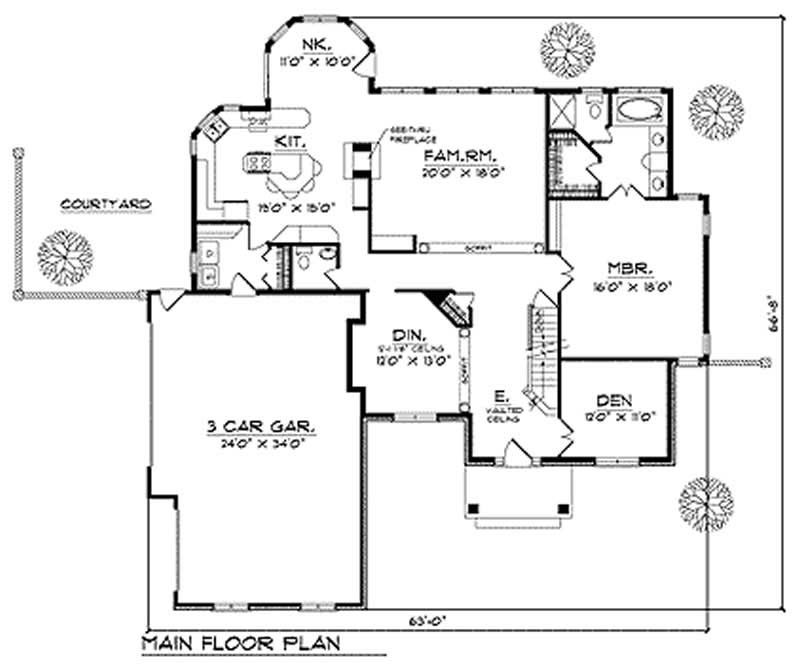 Floor Plan First Story of European Plan #101-1750