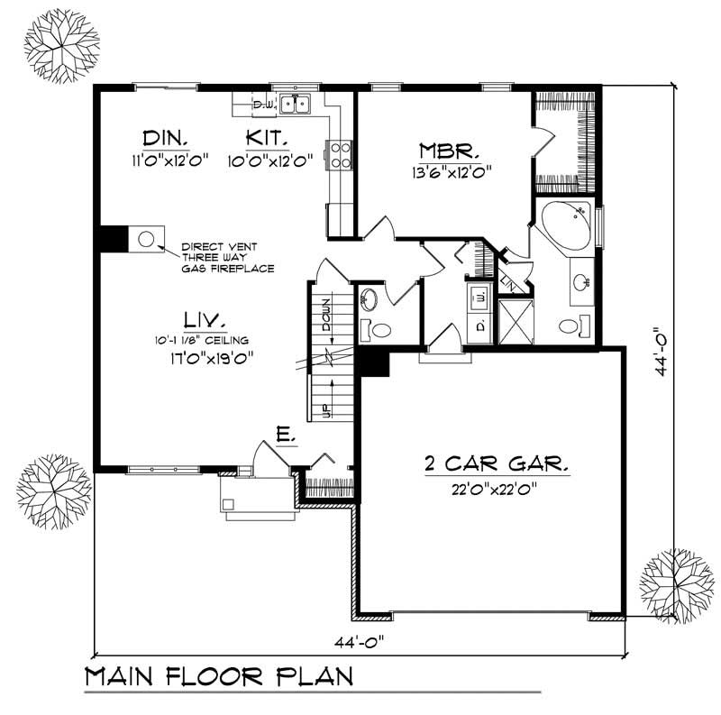 Floor Plan First Story of Ranch Plan #101-1753
