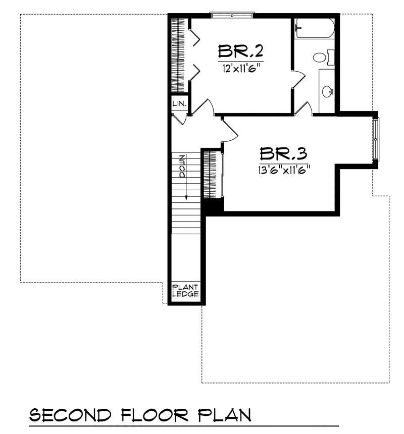 Floor Plan Second Story of Ranch Plan #101-1753