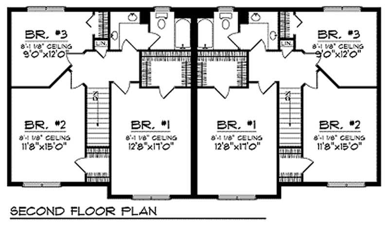 Floor Plan Second Story of Multi-Unit Plan #101-1756