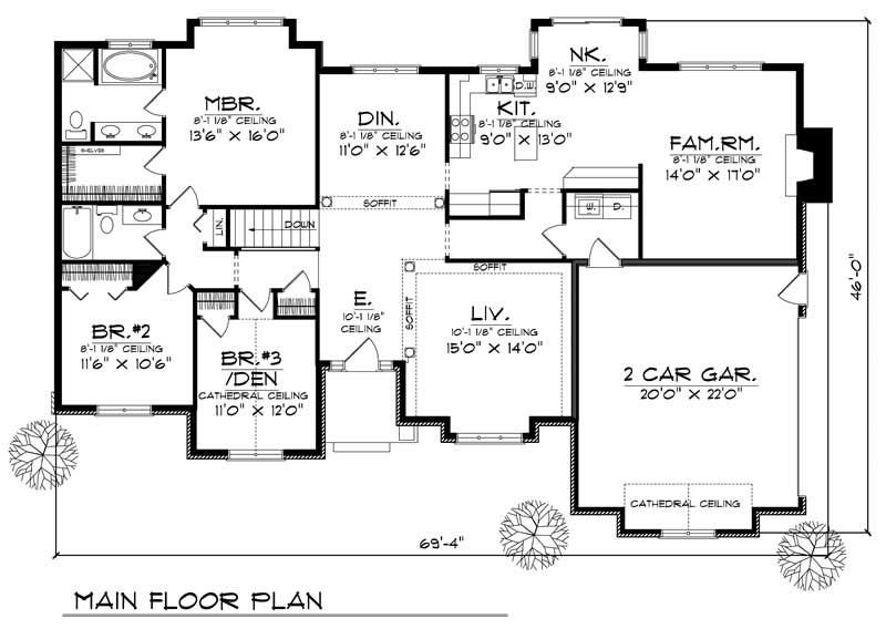 Floor Plan First Story of European Plan #101-1758