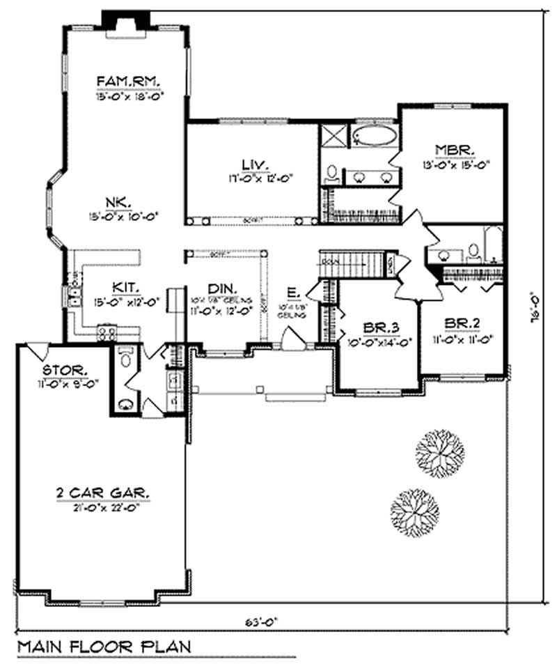 Floor Plan First Story of Colonial Plan #101-1759