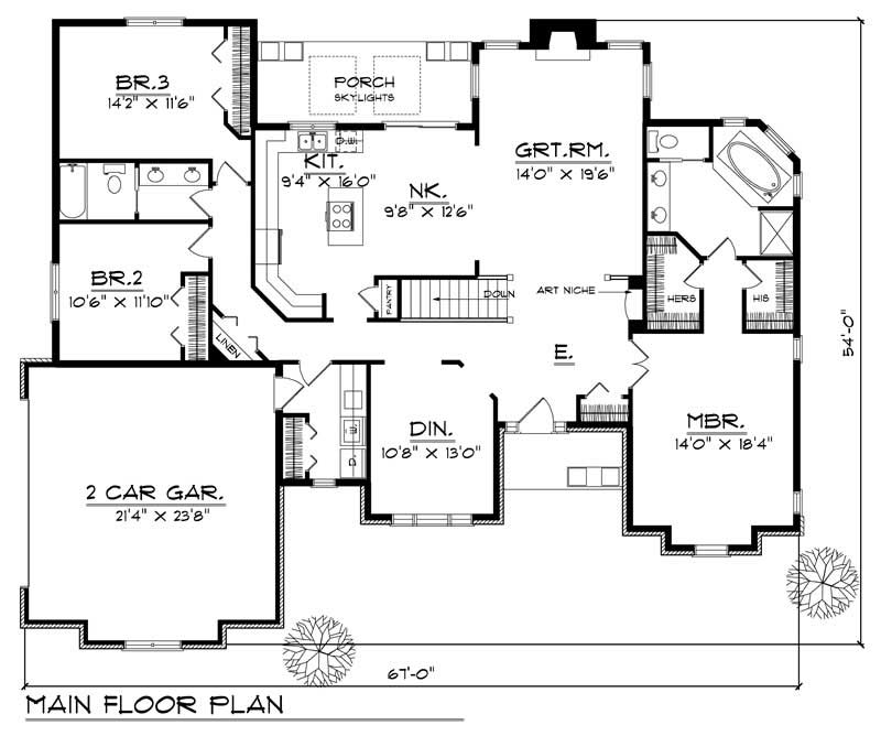 Floor Plan First Story of Ranch Plan #101-1760
