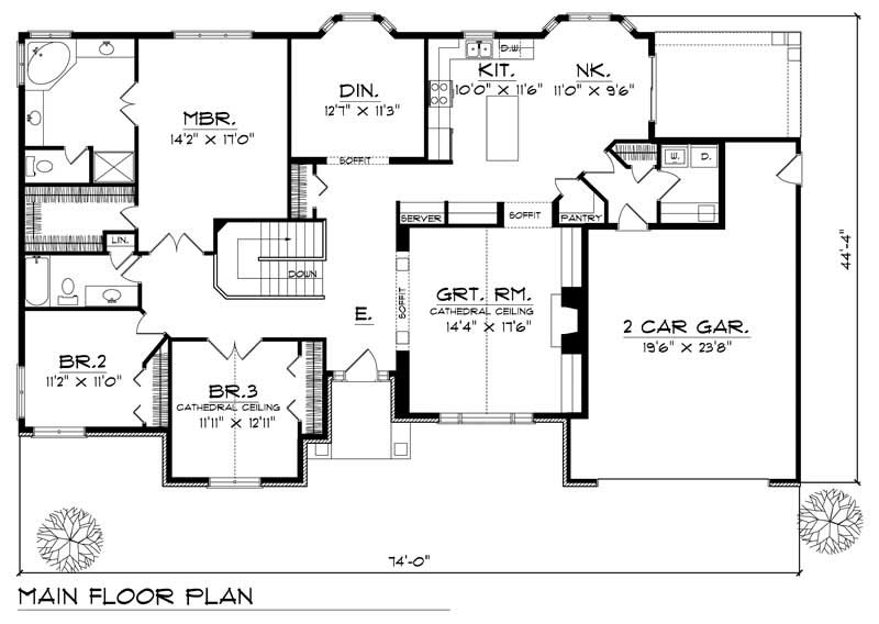 Floor Plan First Story of Craftsman Plan #101-1761