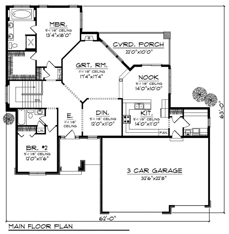 Floor Plan First Story of Country Plan #101-1770