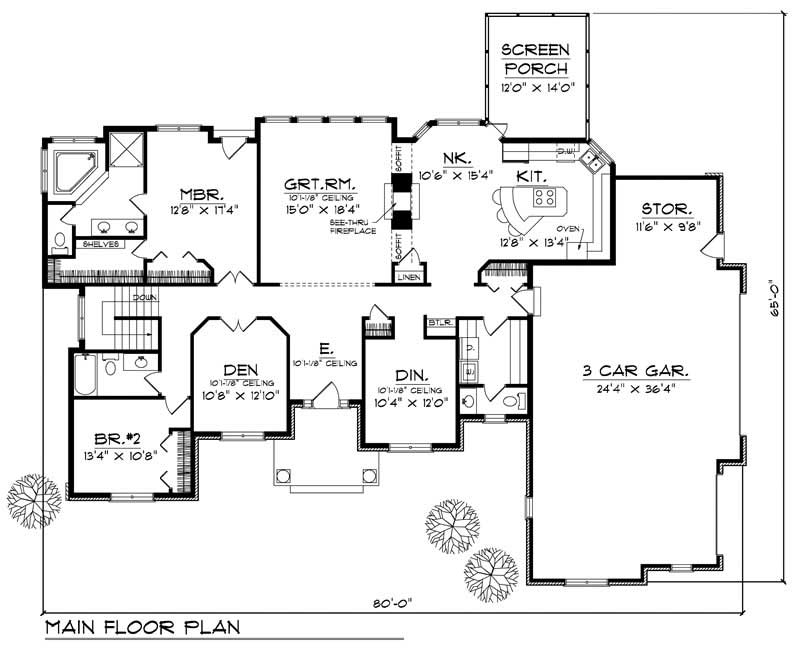 Floor Plan First Story of Ranch Plan #101-1773