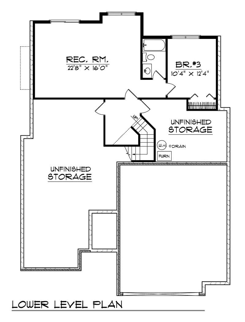 Floor Plan Basement of Bungalow Plan #101-1775