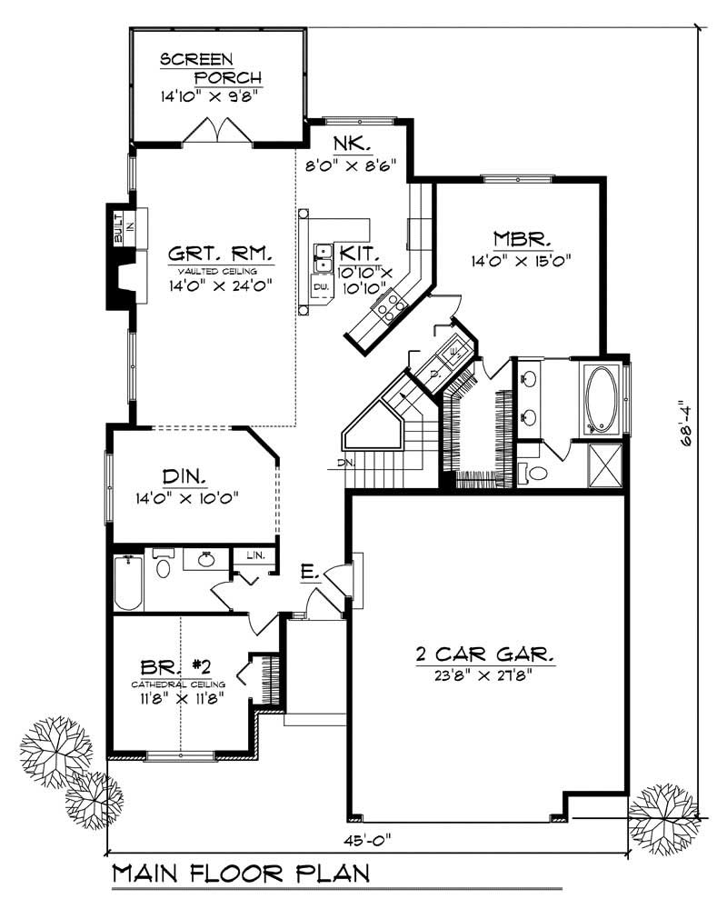Floor Plan First Story of Bungalow Plan #101-1775