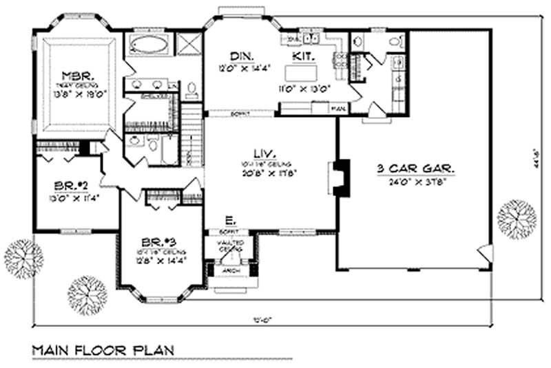 Floor Plan First Story of Ranch Plan #101-1776