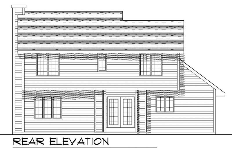 Home Plan Rear Elevation of this 3-Bedroom,1552 Sq Ft Plan -101-1779