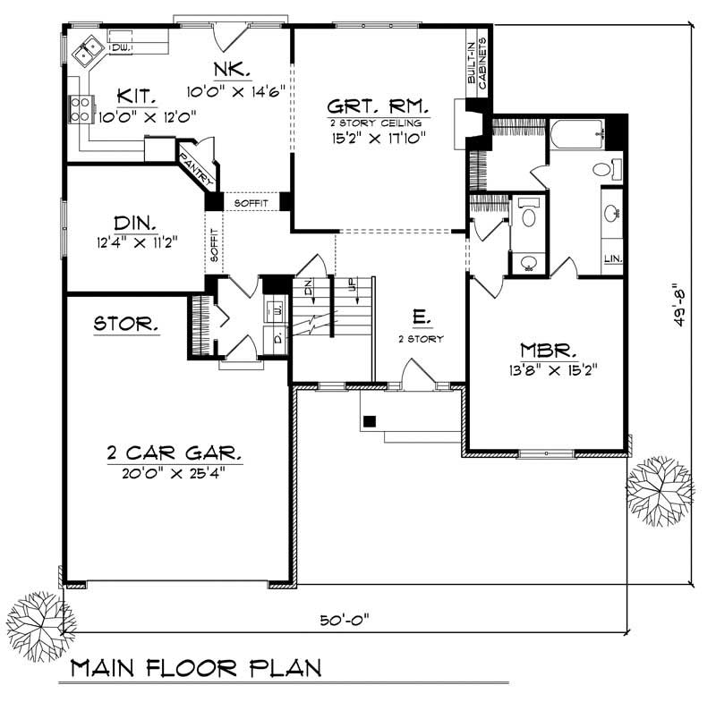 Floor Plan First Story of Prairie Plan #101-1782