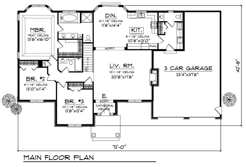 Floor Plan First Story of Craftsman Plan #101-1785