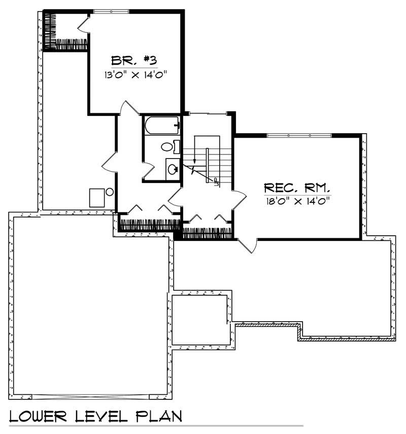 Floor Plan Basement of Ranch Plan #101-1788