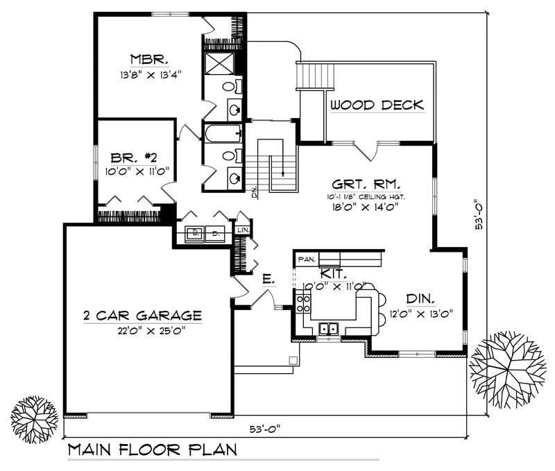 Floor Plan First Story of Ranch Plan #101-1788