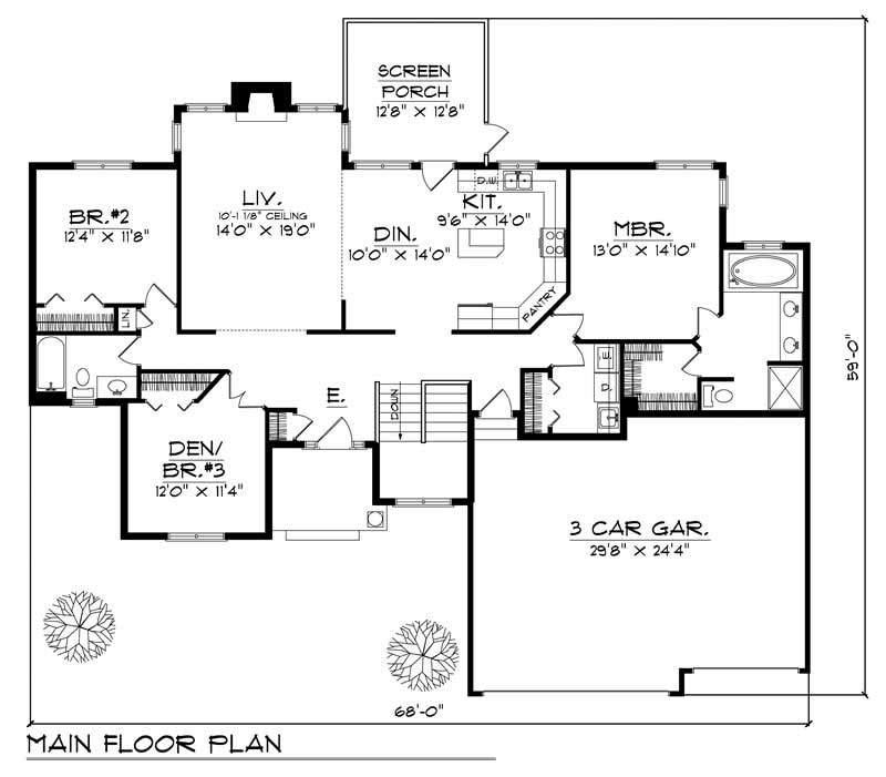 Floor Plan First Story of Country Plan #101-1791