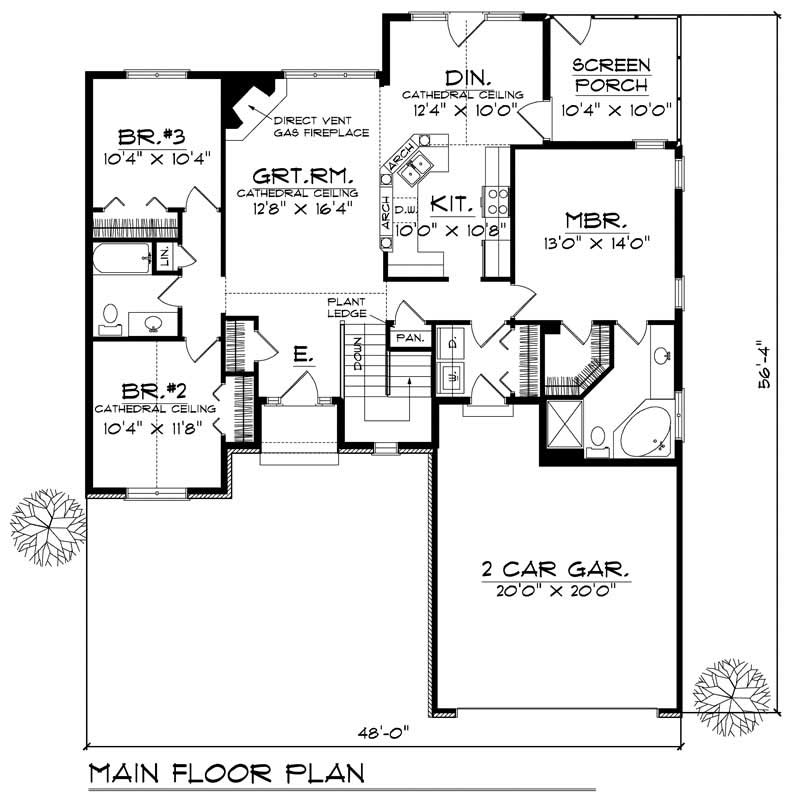 Floor Plan First Story of Craftsman Plan #101-1792