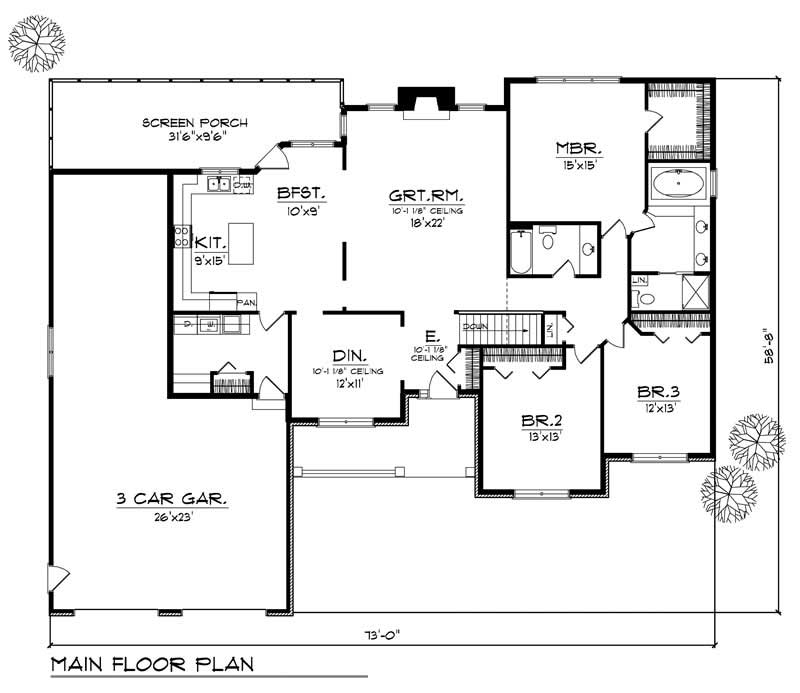 Floor Plan First Story of Country Plan #101-1793
