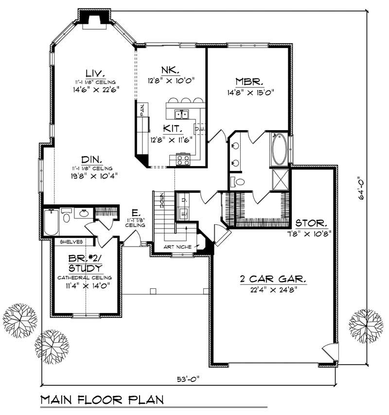 Floor Plan First Story of Ranch Plan #101-1794