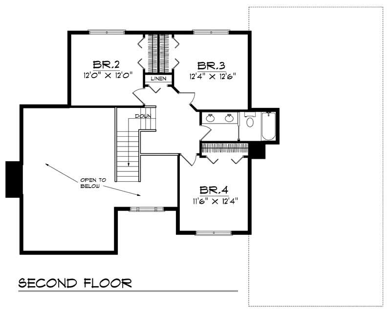 Floor Plan Second Story of Country Plan #101-1797
