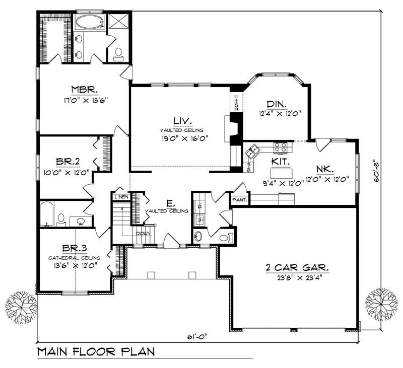 Floor Plan First Story of Country Plan #101-1798