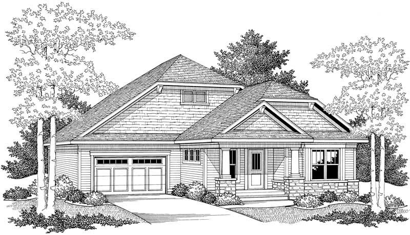 Home Plan Front Elevation of this 2-Bedroom,1649 Sq Ft Plan -101-1800