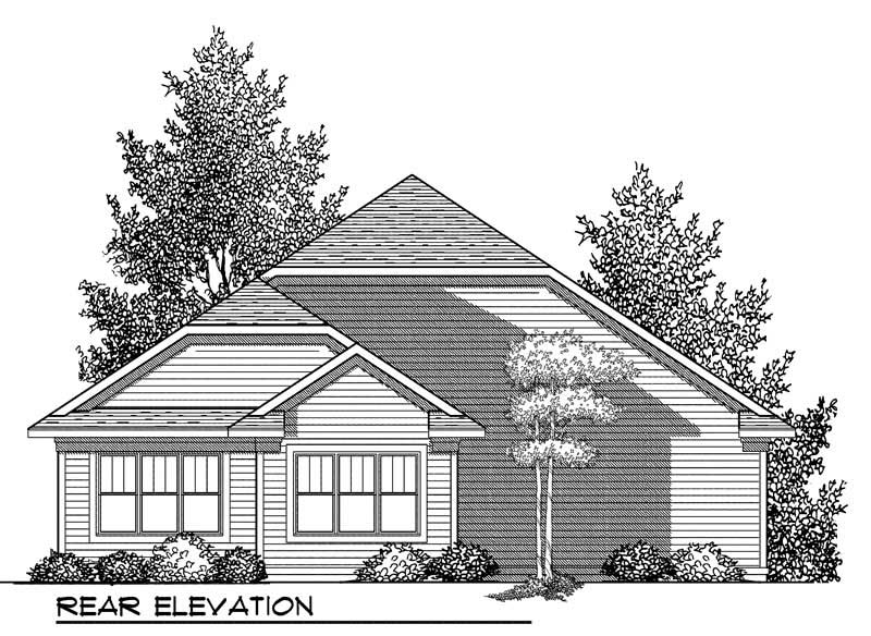 Home Plan Rear Elevation of this 2-Bedroom,1649 Sq Ft Plan -101-1800