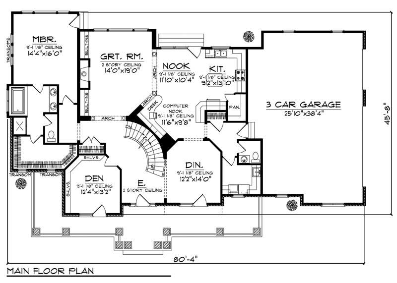 Floor Plan First Story of Country Plan #101-1801