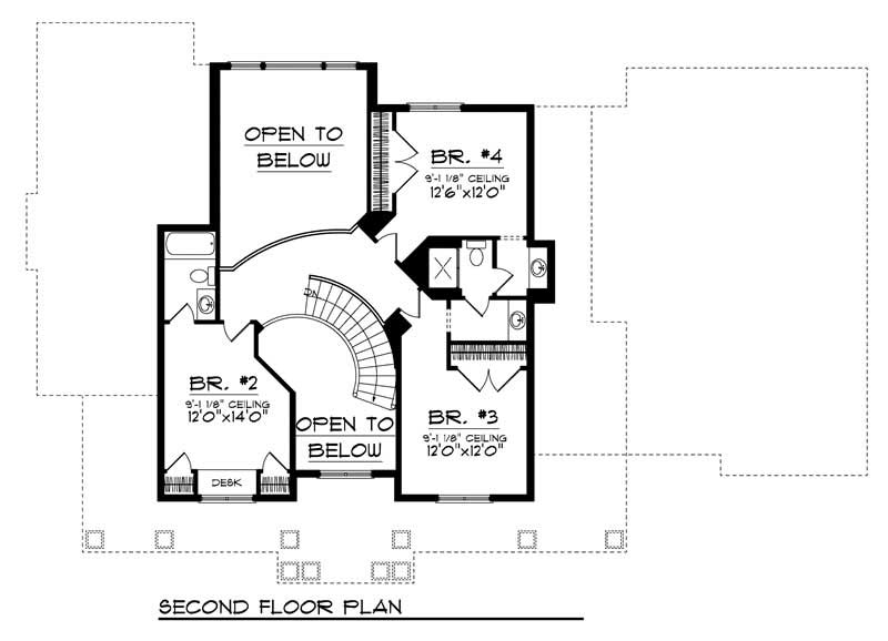 Floor Plan Second Story of Country Plan #101-1801