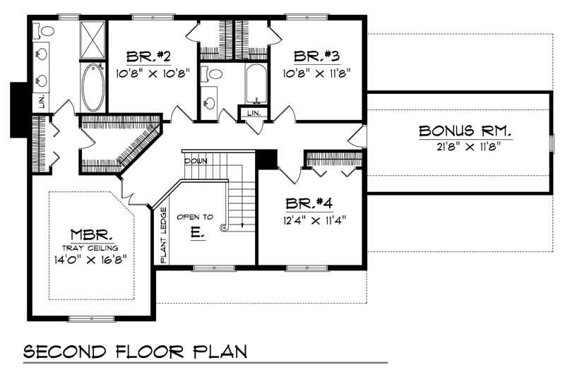 Floor Plan Second Story of Country Plan #101-1802