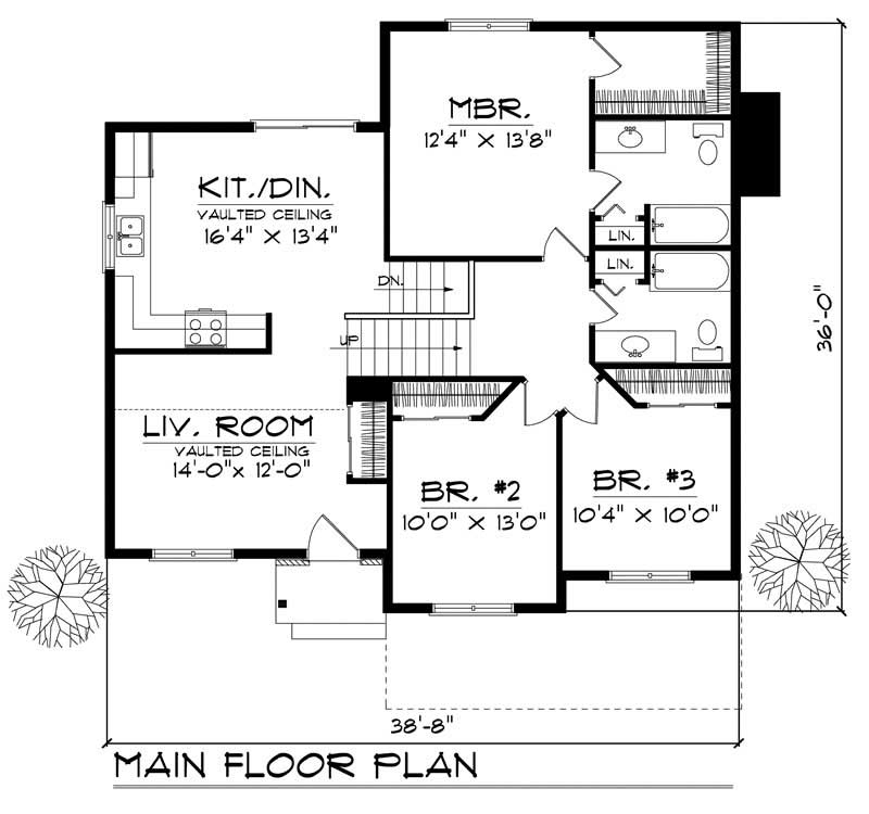 Floor Plan First Story of Country Plan #101-1804