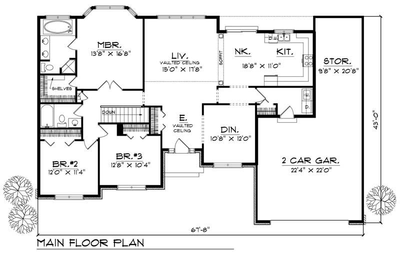 Floor Plan First Story of Country Plan #101-1809