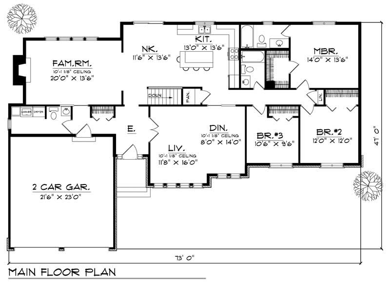 Floor Plan First Story of Ranch Plan #101-1812