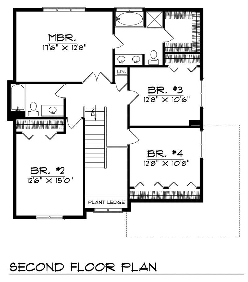 Floor Plan Second Story of Country Plan #101-1813