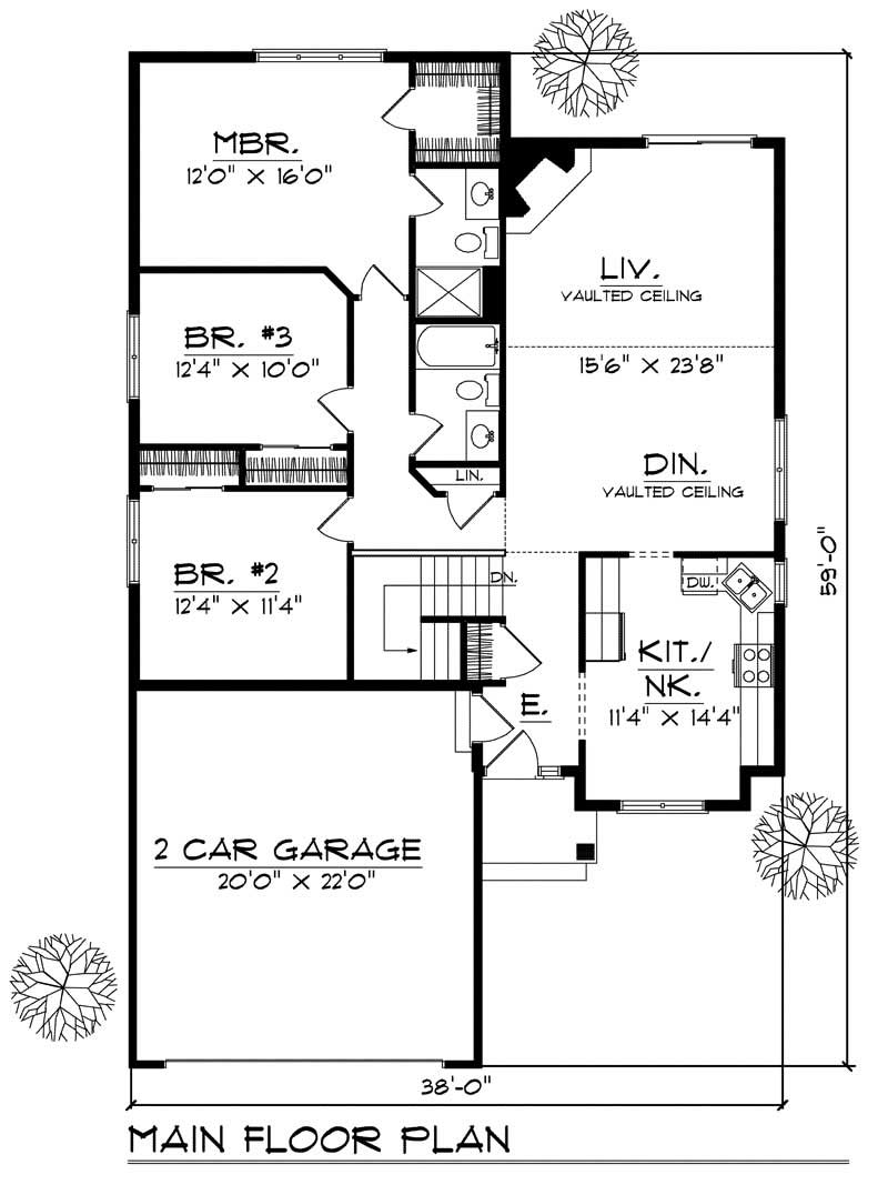 Floor Plan First Story of Ranch Plan #101-1814