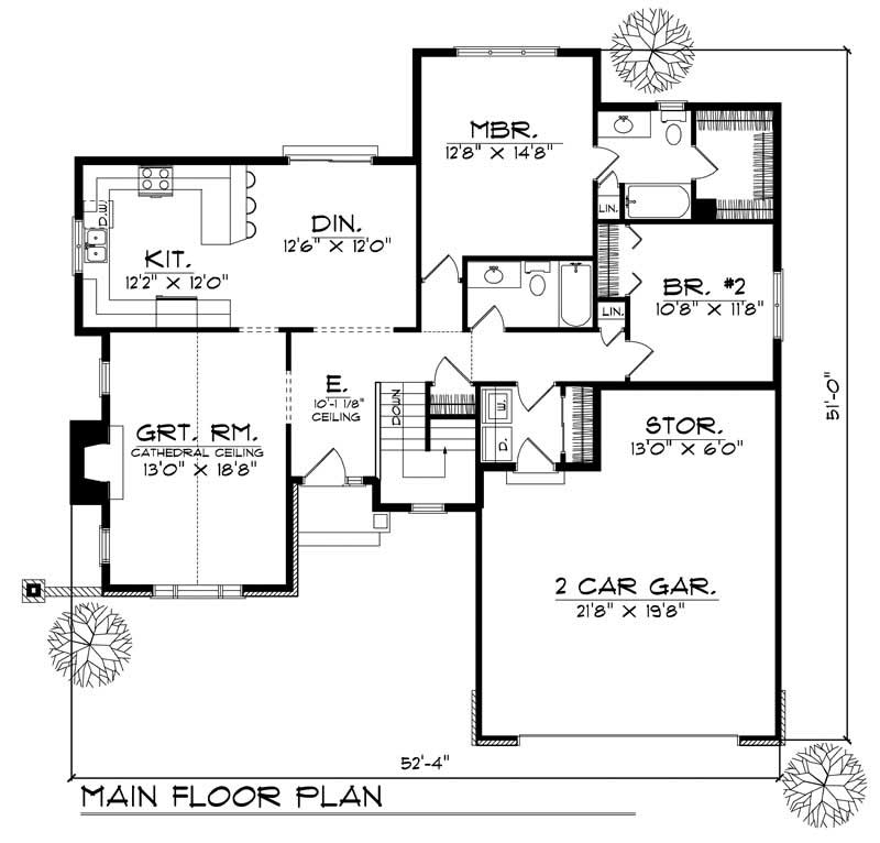 Floor Plan First Story of Ranch Plan #101-1816